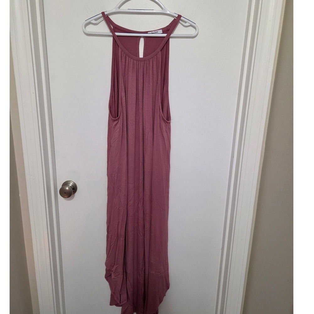 Jenny Boston Boutique Mauve Pink Halter Keyhole Maxi Dress XL Resortwear